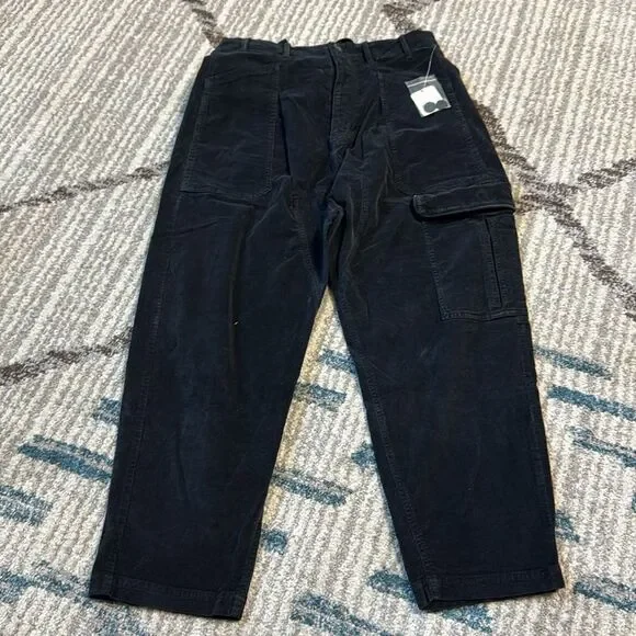 Free People Bay To Breakers Black Corduroy Jeans Pants High Rise Relaxed Fit Sm - Picture 4 of 8